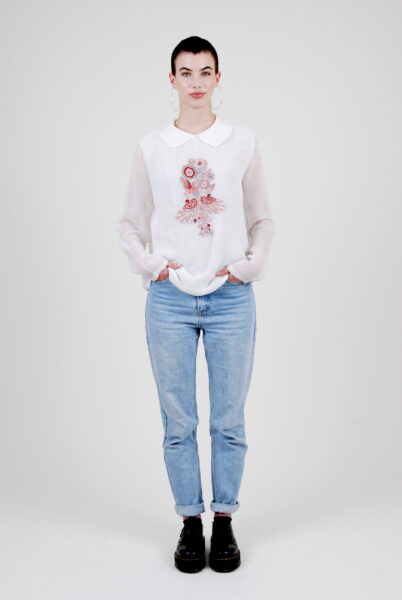 Chemise Anna brodee fleurs et Paons LONEEL