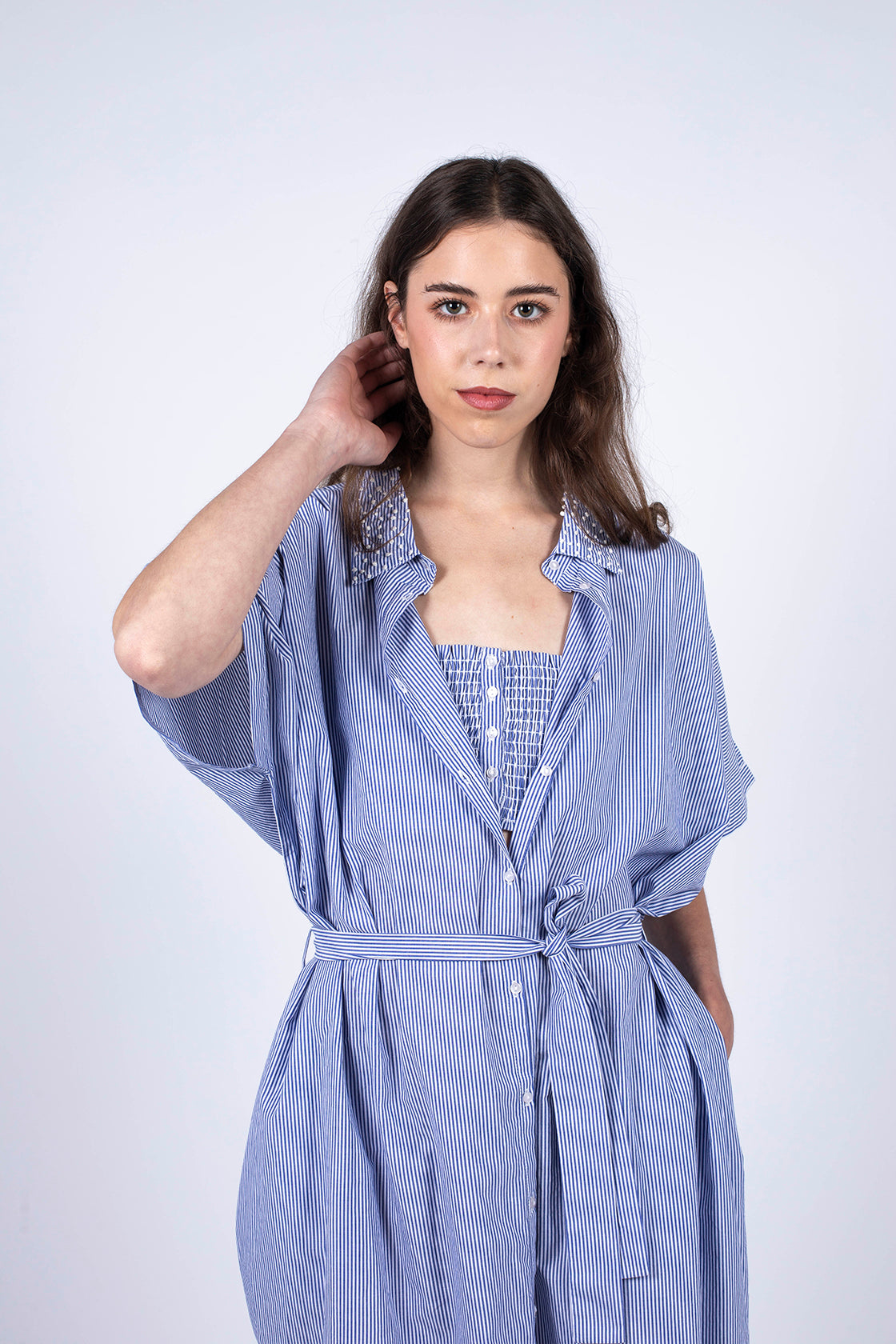 robe chemise avec top/ceinture avec fermeture boutons devant