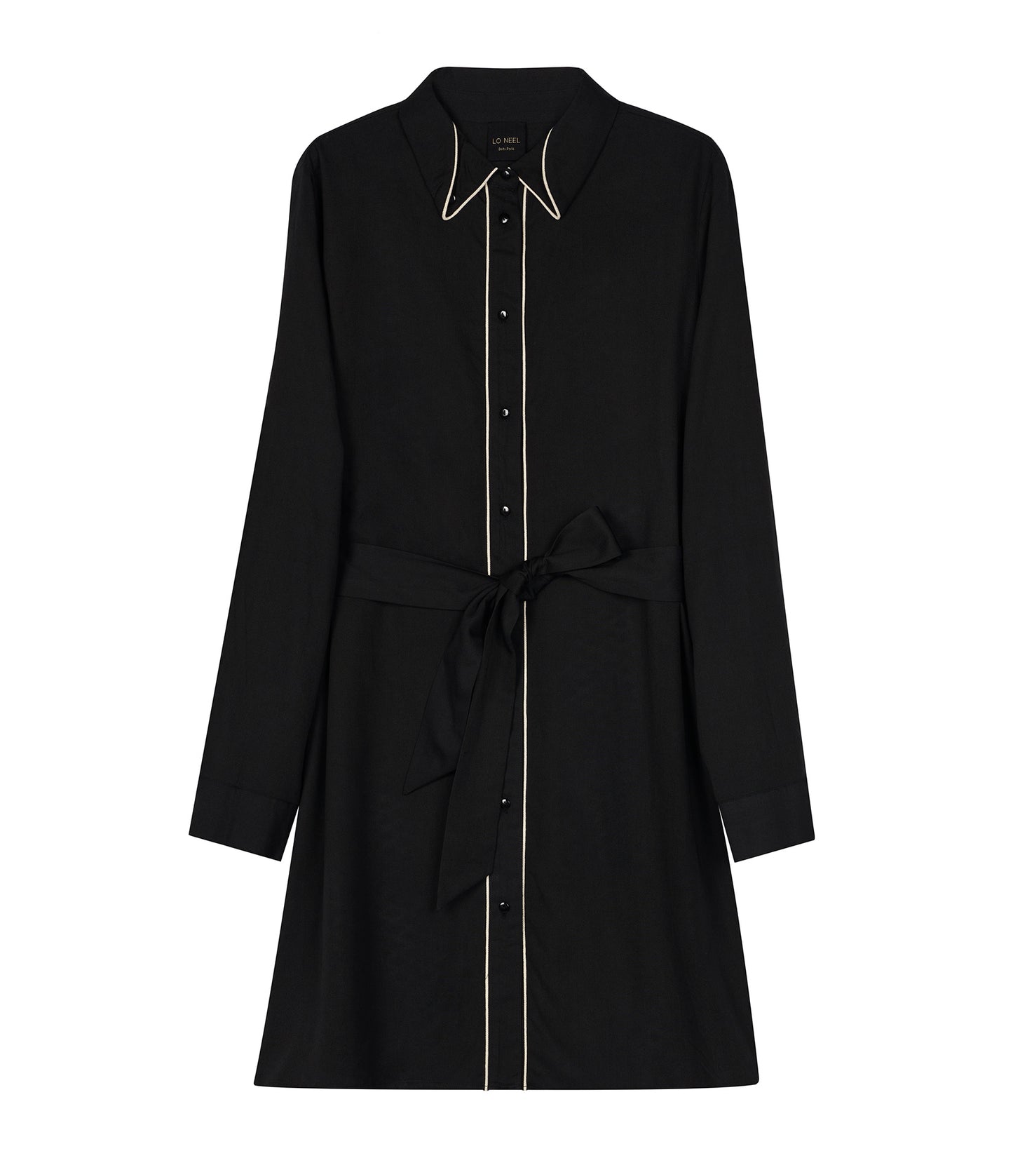 robe chemise noire avec col retourné