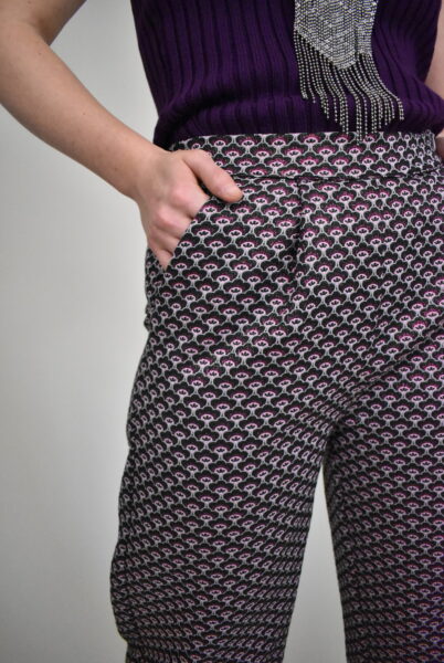 Pantalon Enya jacquard plume géométrique