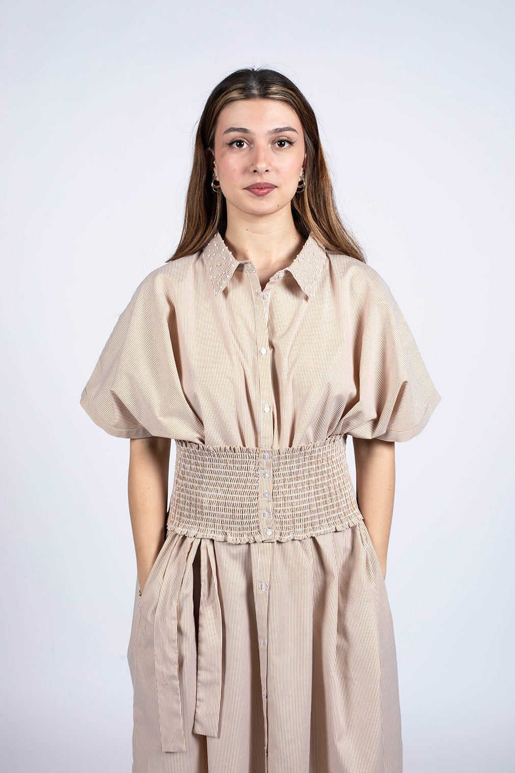 robe mi-longue en coton biologique avec sa ceinture/top 