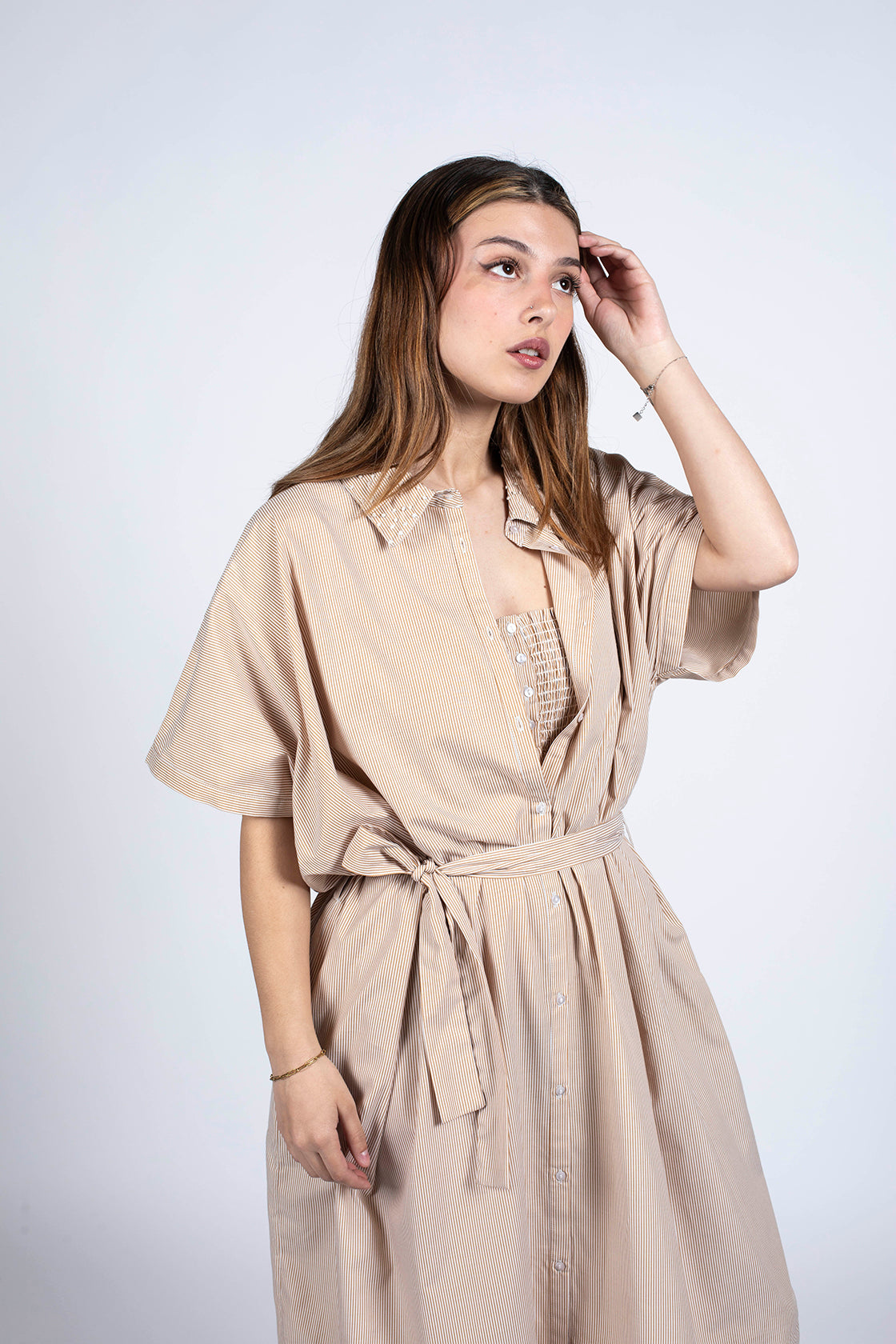 robe chemise cintré à la taille en coton bio 