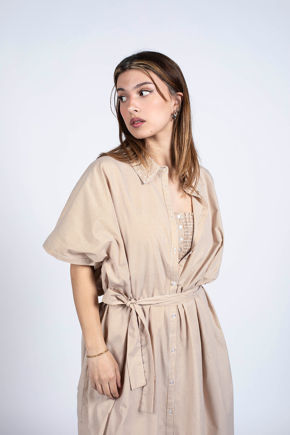 robe chemise cintré à la taille avec son top/ceinture 