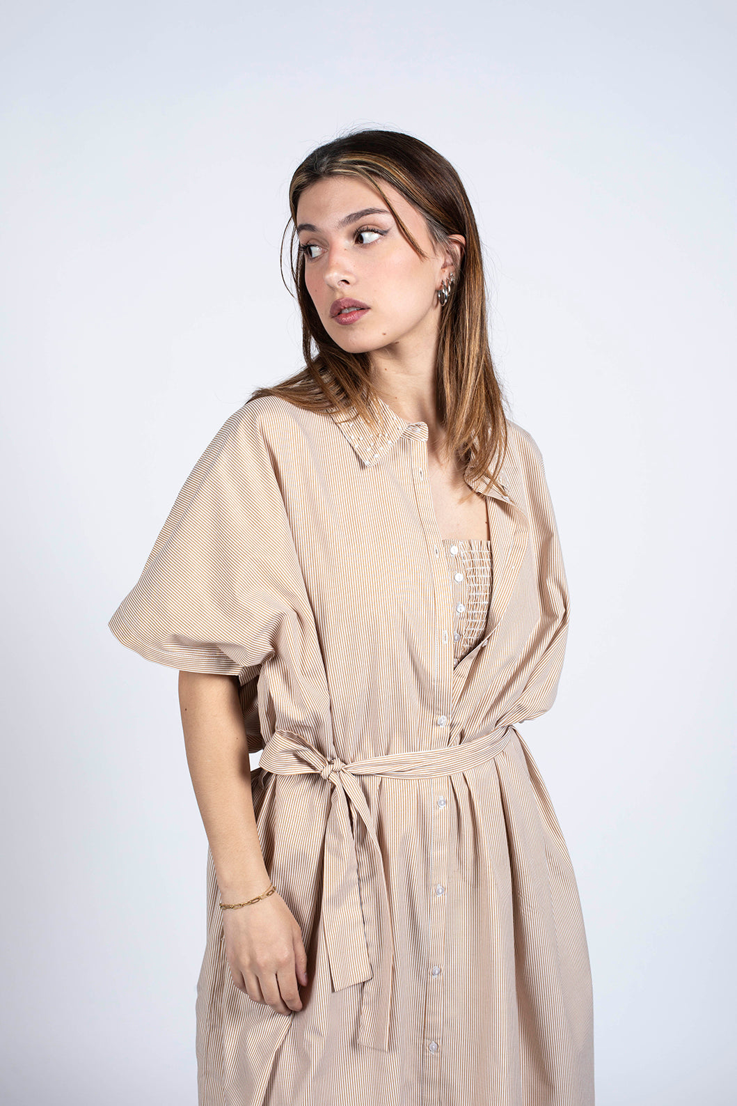 robe chemise cintré à la taille avec son top/ceinture 
