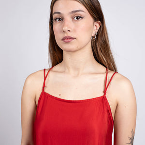 robe rouge fluide à bretelles en viscose certifié FSC made in France