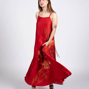 robe longue fluide avec motif fleurs made in France