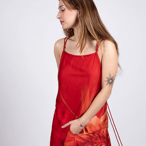 robe fluide à bretelles avec motif fleurs made in France