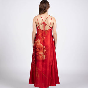 robe longue rouge dos nu à bretelles ajustables made in France