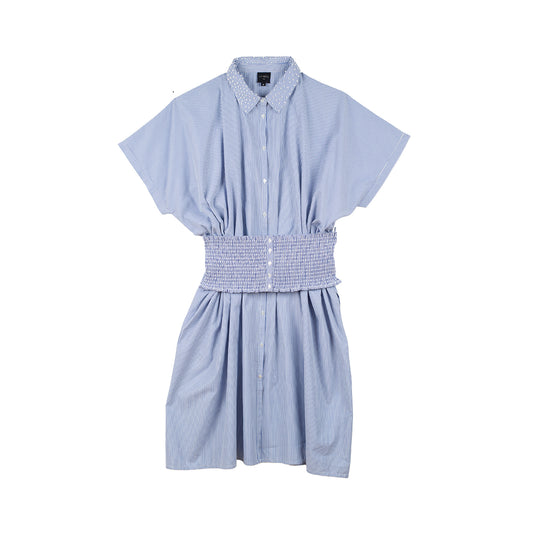 robe chemise mi-longue avec sa ceinture/top en coton bio certifié GOTS