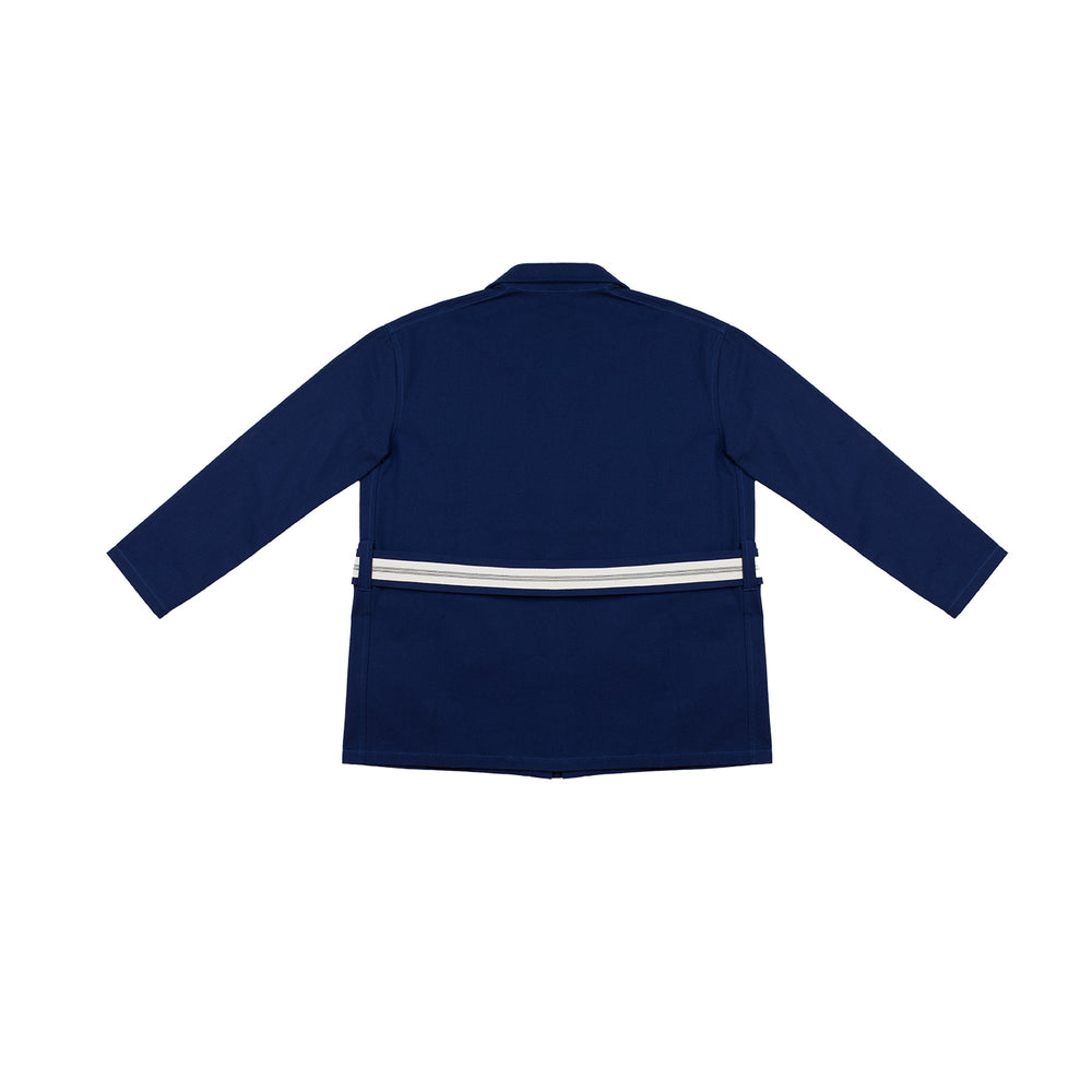 veste bleue type japonaise made in France en coton upcyclé