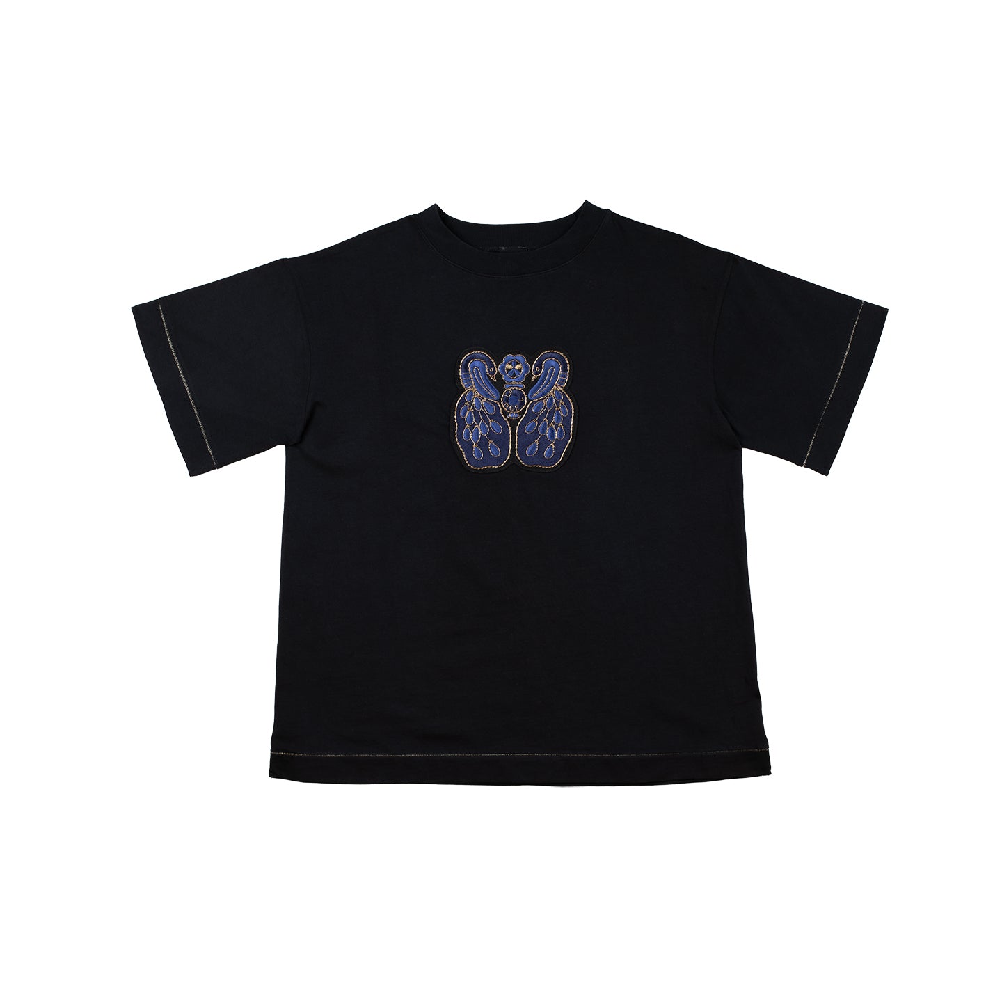 t-short noir oversize avec broderie artisanale