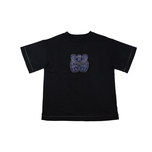 t-short noir oversize avec broderie artisanale