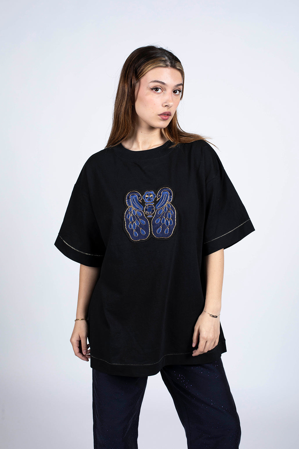 t-shirt noir à manche courte coupe oversize