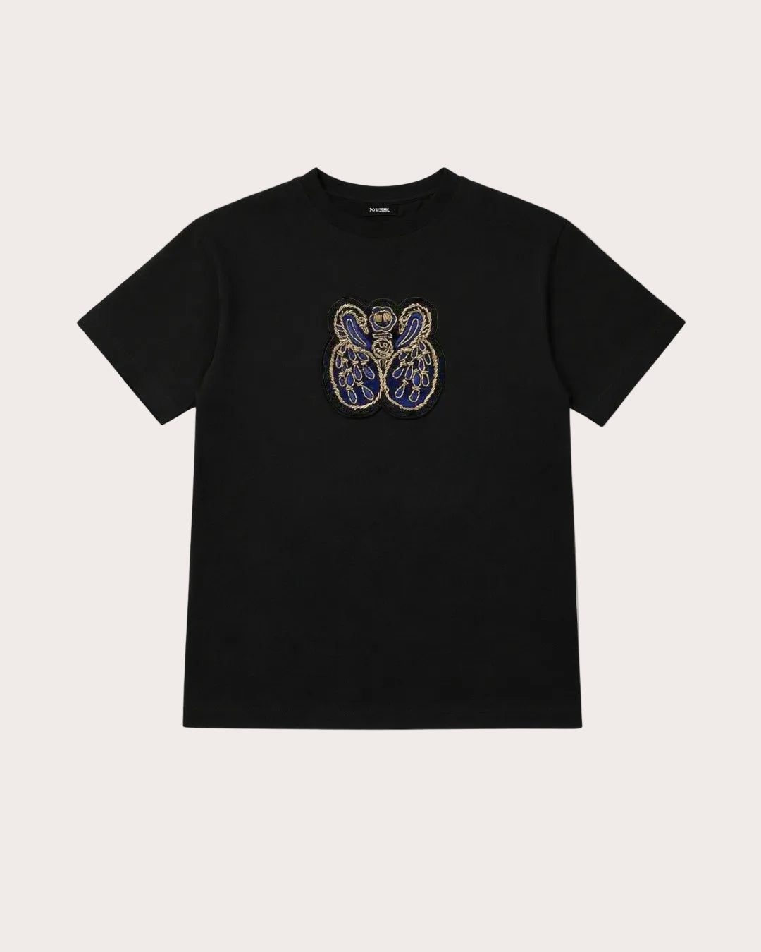 T-shirt Ocean noir unisex fabrication française en coton biologique avec un motif central brodé