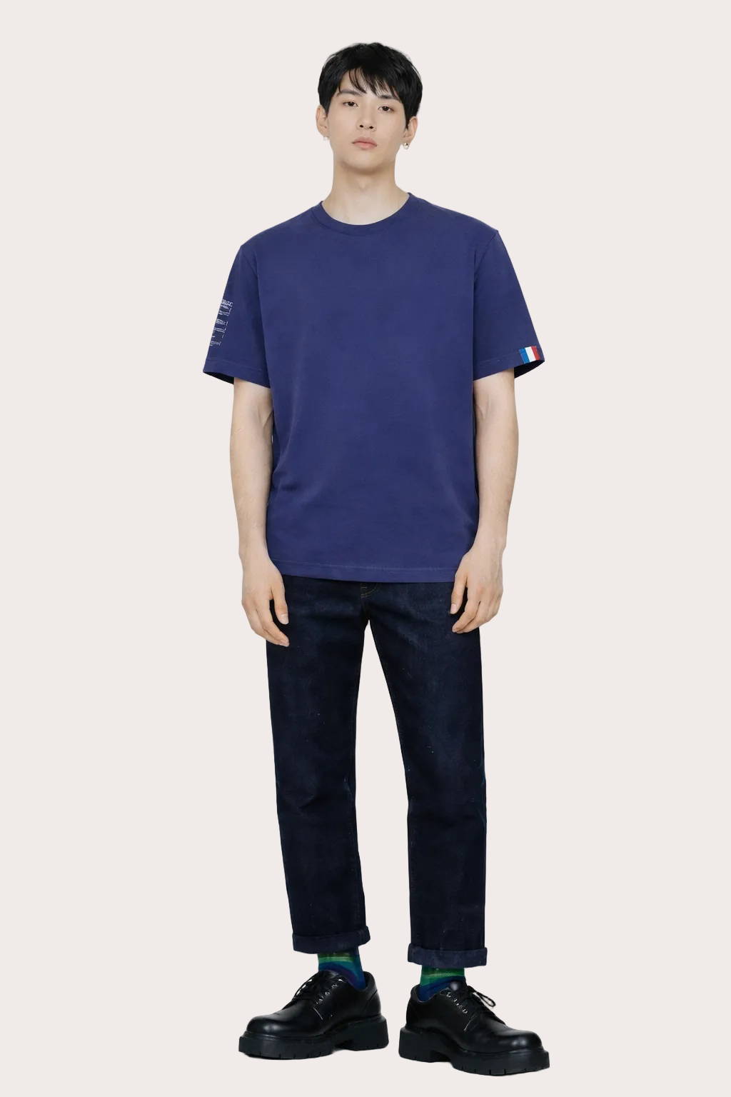T-shirt Vague Bleu est fabriqué en France à partir d'un coton bio certifié GOTS